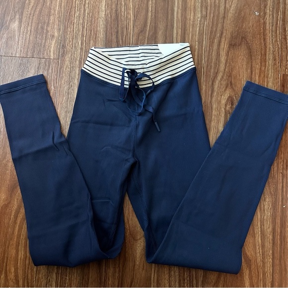 Aerie Offline Women’s Ribbed Drawstring Navy Blue Leggings Sz S - Picture 1 of 5